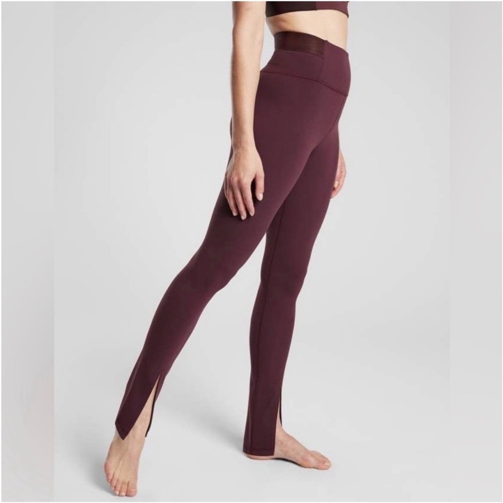 ATHLETA Aura Split‎ Pant XL Burgundy NEW Leggings Active Athleisure Running Gym